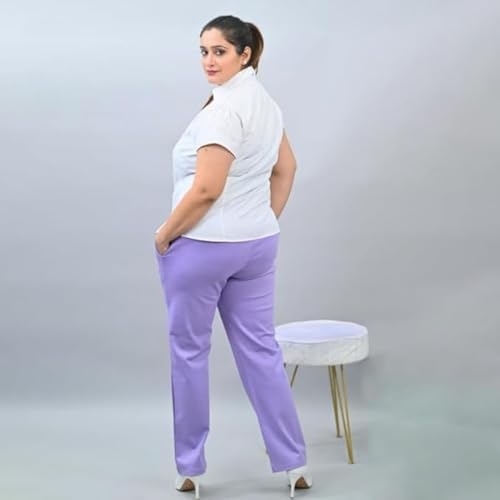 Image of Fashion Plus PlointTrandy Textured Trousers for Women | Women Loose Fit Trousers | Women's High-Waisted Pant | Women Trousers Pants | Korean