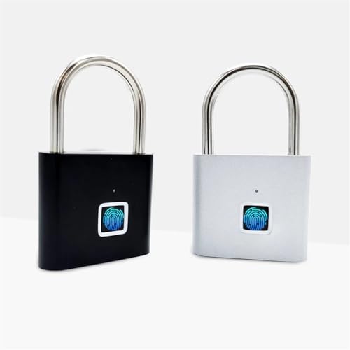 Intelligent Fingerprint Padlock Outdoor Padlock Intelligent Electronic Padlock Door Passwor 1Pcs(Black)