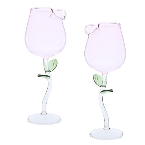 Verres à vin rosé en verre transparent coupe à pied fête - 2