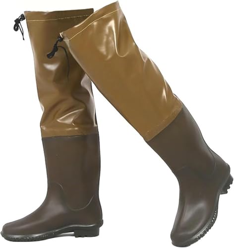 ININOSNP Impermeables y duraderos. Bota de Pesca de PVC for Hombres y Mujeres, Bota Impermeable for jardinería, Estanque y Barro(Brown,6.5 UK)