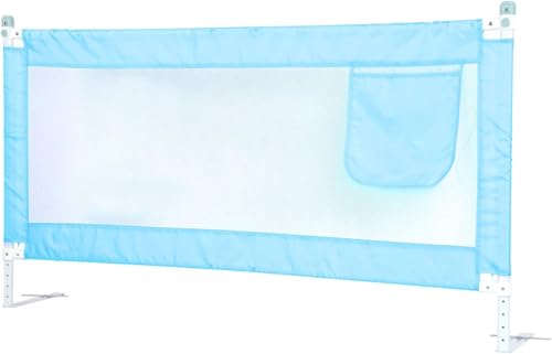 M.J COMFY-LIFE Bed Rail for Single Bed, 150cm x 80cm Foldable Toddler Bed Guard with Storage Pocket, Easy to Install Safety Rail for Kids Children (Blue, 150cm)