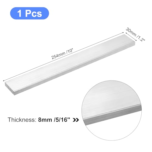 Image of uxcell Square Aluminum Flat Bar, 5 /16 inch Thick 1.2 inch Width 10 inch Length Square Aluminum Bar 6061 Aluminum Flat Plate, 8 x 30 x 254mm T6511 Solid New Mill Stock for Industrial Building