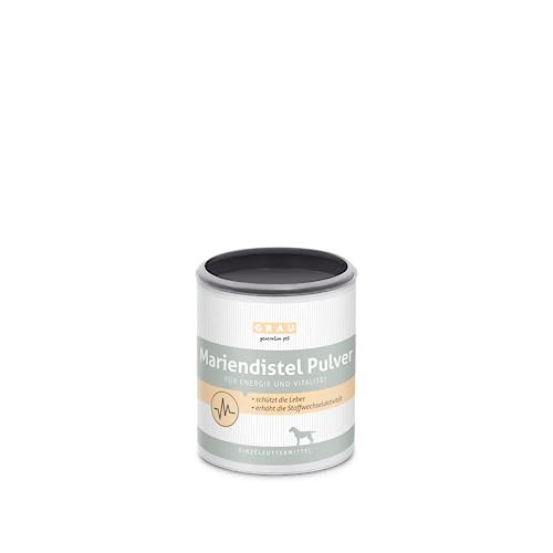 GRAU - das Original - 100% reines Mariendistel Pulver, schützt die Leber, trägt zur Zellerneuerung bei, 1er Pack (1 x 75 g), Ergänzungsfuttermittel für Hunde