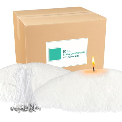 Wfmolcand 10 lb Natural Pearl Wax Sand DIY Set with 100 Wicks Reusable Continuous Burning Unscented Candle Powder Designed for Handmade Candles Wedding Celebrations and Party Decorations