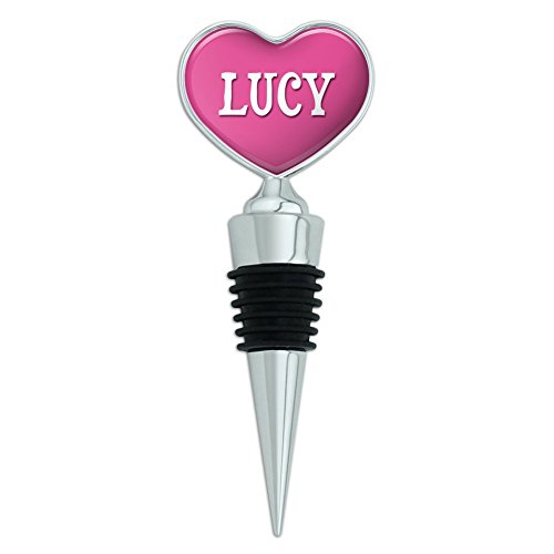 Heart Love Wine Bottle Stopper I Love Heart Name La-Mo - Lucy - Pink
