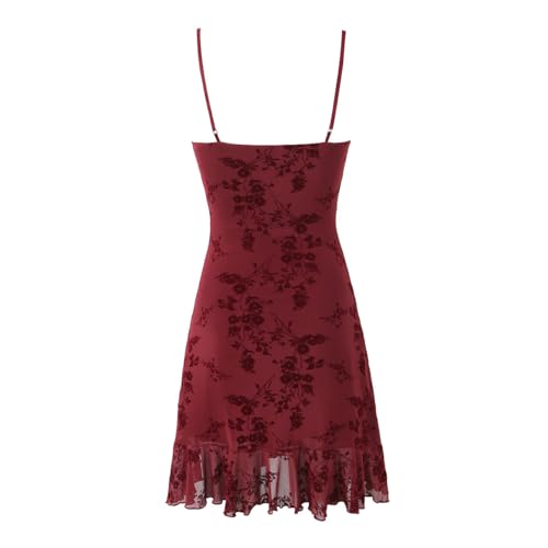 Image of Womens Boho Floral Mini Dress Summer Cottagecore Striped Flowy Smocked Spaghetti Strap Coquette Vacation Sundresses