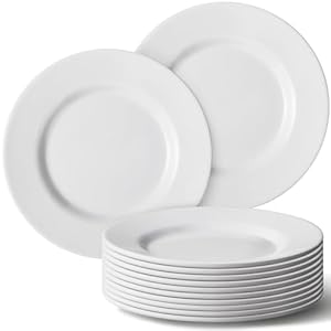 Hushee 12 Pack White Dessert Plates/Salad Dishes Set, Small Dinner Plates for Snacks, Dishes, Round Serving Dishes (7 Inch)