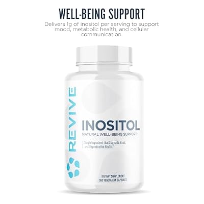 Revive MD Inositol Supplement for Men & Women - Mood Support, Hormonal Balance & Reproductive Health - Vegan-Friendly, Gluten-Free - 360 Vegetarian Capsules - 180 Servings