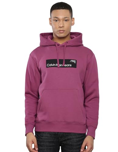 Calvin Klein Jeans Herren Hoodie Hyper Real Box Logo mit Kapuze, Violett...
