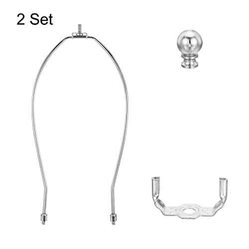 Patikil 12 Inch Lamp Harp Kit With Finial, 2 Set Detachable Lamp Shade Bracket Holder, Diy Lighting Accessories For Table Lamps Floor Lamps, Chrome #TOP2