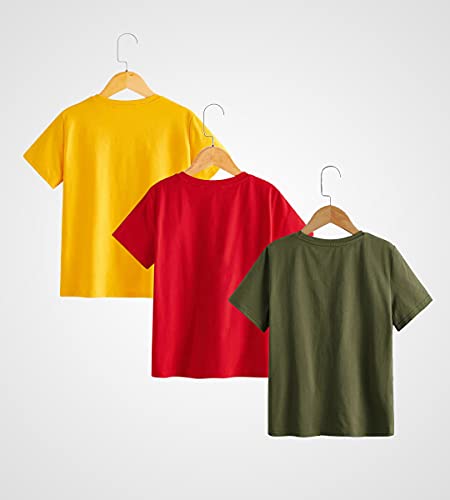 Image of Dagcros Boy's Half Sleeve Round Neck Cotton Classic Fit T-Shirts, Pack Of 3 Bd-3+8+11