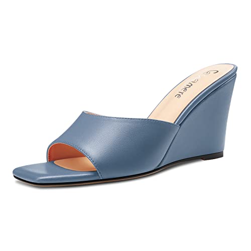 Mules compensées Castamere pour femmes avec talon ouvert de 8 cm et bout carré tendance