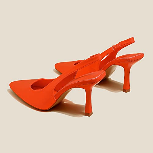 Women High-Heel Fabric Slingback Pumps Kitten Heel Pointed Toe Slip-On Back Strap Sandals Mules Court Shoes4