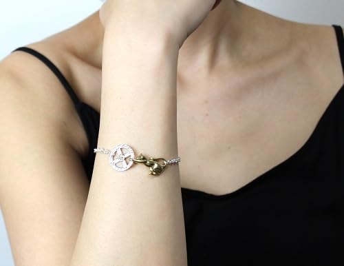 COSUMOSU Cute Cat Bracelet for Women – 925 Sterling Silver Chain Bracelet with Cat Charm, Everyday Jewelry Gift