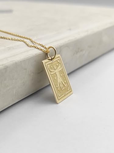 Collier carte tarot pendentif argent 925 breloque plaqué or 45cm - 2