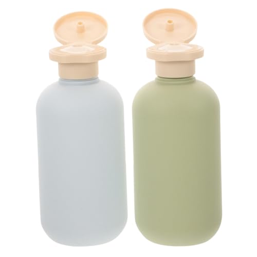 KITCHENKARATLY 2個 詰め替え可能洗護ボトル フリップキャップ付き 大容量トラベル用シャンプーボトル コンディショナー兼用 携帯便利な旅行用容器