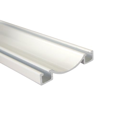 HOMEWELL - Rail bas aluminium pour placard coulissant - Lg 1.95m (1950 x 53 x 9 mm, Laqué blanc)