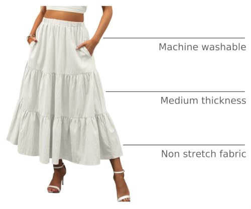 Image of ANRABESS Women's Summer Boho Flowy Swing Tiered A-Line Maxi Skirt 2026 Fashion Trendy Elastic Waist Pleated Long Beach Dress