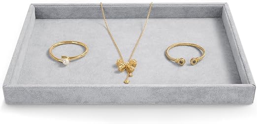 Image of Empty Velvet Jewelry Drawer Organizer Tray Stackable Jewelry Tray for Drawer and Storage Display