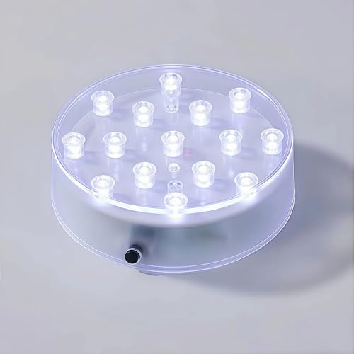 Simplelight 4 Inch Round LED Light Base- Perfect for Glass Art, Ideal Led Display for Vases, Centerpieces (4inch LED Vase Base Light, White)