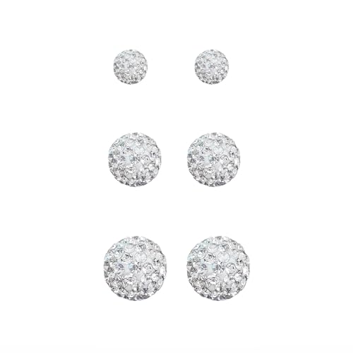 Minimalist CZ Cluster Small Ball Stud Earrings for Women Girls 925 Sterling Silver Hypoallergenic Cubic Zirconia Tiny Cute Fashion Studs Lucky Birthday Christmas Wedding Jewelry Gifts