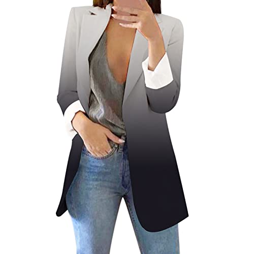 Blauer Damen Mantel Wolle Frauen lockere Top-Jacke mit langen Ärmeln lässige solide bequeme Jacken für Frauen Bürobekleidung Slim Fit Basic Sakkos Trenchcoat Freizeitjacke Businessjacke