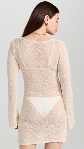 L*Space Palisades Cover-Up for Women, Knit Sweater Mini Dress Featuring Long Bell Sleeves, Deep-V and Neckline Twist3