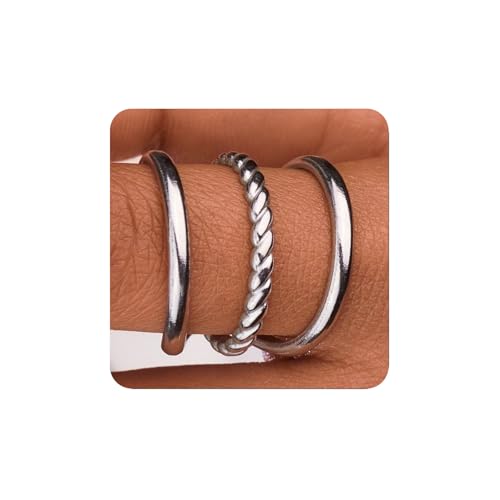 14k Gold Waterproof Rings for Women Non Tarnish Plated Gold Silver Knuckle Rings Set and Beach Wide Band Cheap Wedding Wavy Stacking Rings Size Stacking Vintage Statement Women's Rings