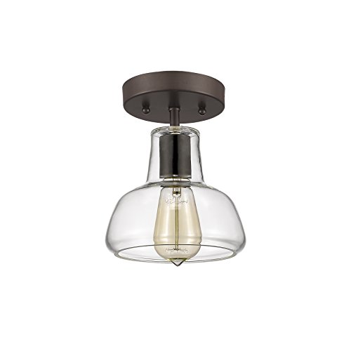 60% Off Discount Chloe Lighting CH58011CL07-SF1 Industrial Industrial-Style 1 Light Rubbed Bronze Semi-Flush Ceiling Fixture 7" Shade