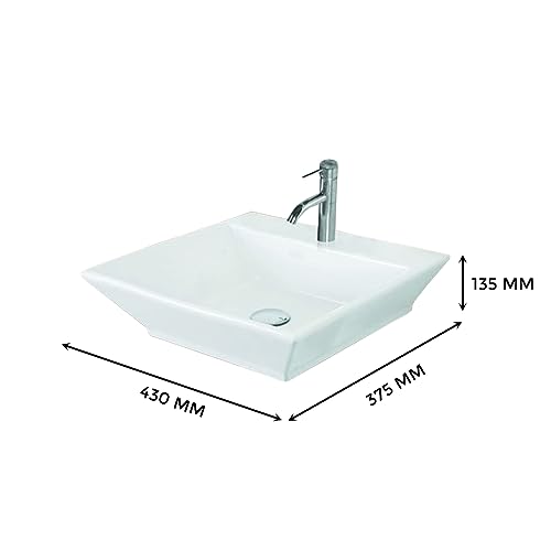 Image of Wall Mounted Wash Basin for Bathroom | Wall Hung Wash Basin /Sink (16.9 x 14.7 x 5.3 Inch, Lumina (5003))