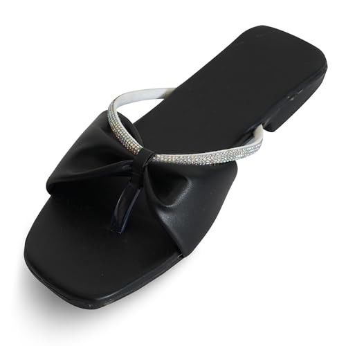 Image of Women's Slippers | Comfortable Flat Chappals for Women with Bow Detail | Stylish Casual Chappals, Trendy Summer Sandals, Comfortable Footwear for Daily Use