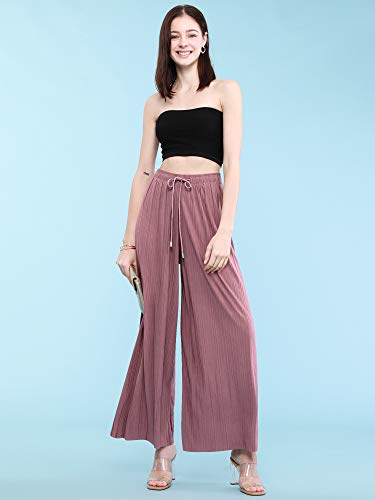 Made By Johnny Women’s Wide Leg Palazzo Pants – High Waist Flowy Fit with Drawstring Waistband for Casual Style