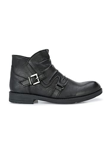Image of Delize Leather- Blackmen's matt Tumbled Leather Ankle Boots 61583