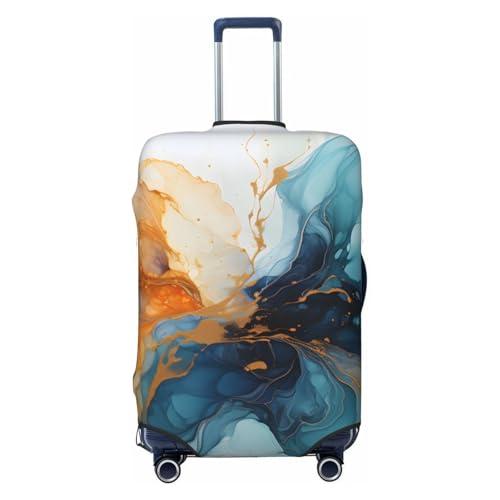 Blue Art Fractal Marble Travel Luggage Cover for Suitcase Anti-Scratch Fashion Suitcase Protector Washable Elastic Baggage Covers Fits 29-32 Inch Luggage for Travel Beach Holiday