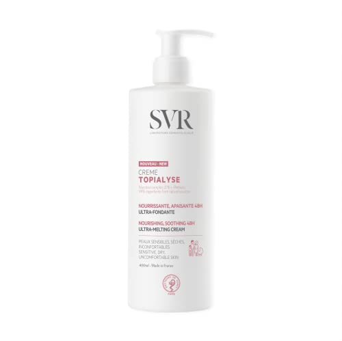 SVR - Topialyse Crème - Crème nourrissante apaisante 48H - Pour peaux sèches et sensibles - Beurre de karité, huiles végétales - 400 ml