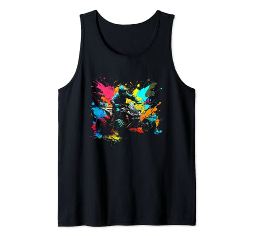 Quad Bike Rider With Splash Art Art Colors Quad Atv Offroad Camiseta sin Mangas