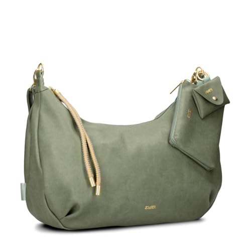 Zwei Damen Shopper LOLA LO140 erweiterbare Schultertasche mit Reißverschluss (16-18 Liter) 3-teiliges Set Umhängetasche mit Geldbeutel & Schlüsselanhänger, große XL Damen Handtasche (eucalyptus)