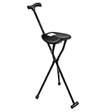 Gdrasuya10 250 lbs Folding Cane with Seat Adjustable Portable Cane Chair for Seniors Aluminum Alloy Walking Stick with Seat Sturdy Stool Anti-Slip Feet Height Adjustment