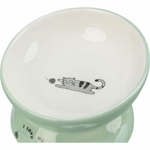 TRIXIE Futterstation aus Keramik, 0,15 l/Ø 13 cm, Salbei/Weiß