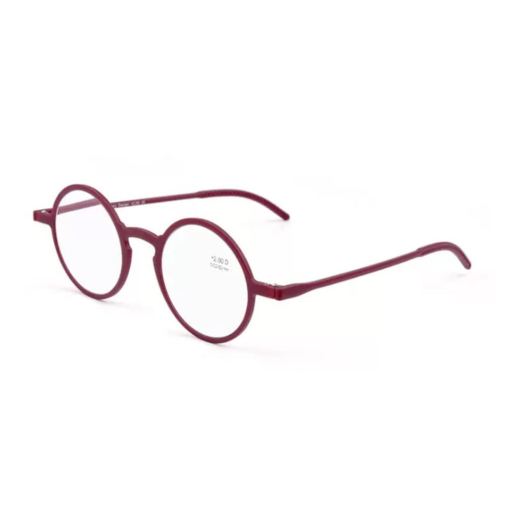 FREAZE Occhiali Da Vista Lettura Vintage Occhiali Da Lettura Rotonda Lente D'ingrandimento Ultramince Computer Occhiali Da Lettura Leggero Portatile Unisex 2.00 (Colore: Red, Size: 2.0X)