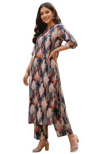 Image of Leriya Fashion Women's Rayon Kurta Sets| Co ord Set for Women Stylish | Sleeveless Printed Kurtis | Dress | Comfortable Outfit for Office Look | Daily Summer Travel & Festive Dress