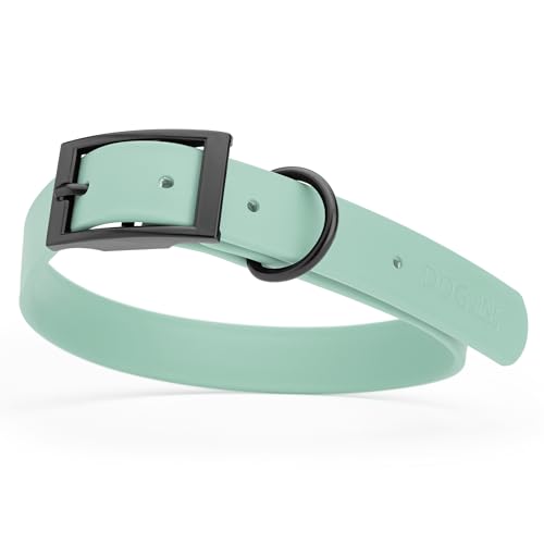 Image of Dogline Biothane Waterproof Dog Collar Strong Coated Nylon Webbing with Black Hardware Odor- Proof for Easy Care Easy to Clean High Performance Fits Small Medium or Large Dogs, Sage Green