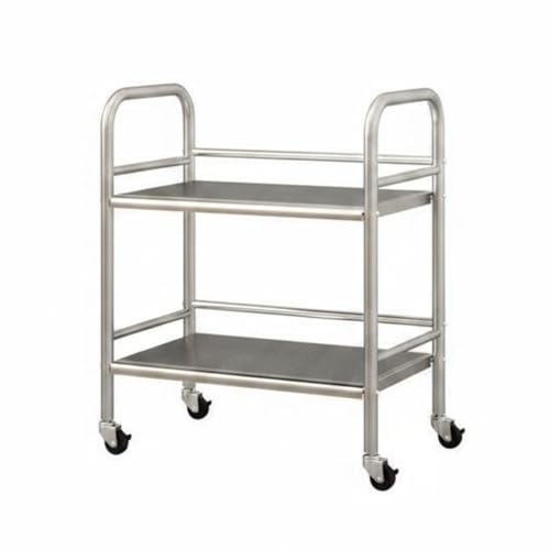FytStycale Carrito Acero Inoxidable Resistente Al Óxido Servicio 2 Niveles Ahorra Mueble Espacio Auxiliar para Cocina, Baño, Carro De Dos Niveles De Acero Inoxidable 60x40x71 Cm