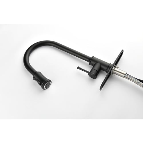 Robinet de cuisine noir mat avec douchette extractible en acier inoxydable pour évier moderne