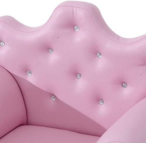 HOMCOM Children Kids Sofa Set Armchair Chair Seat with Free Footstool PU Leather Pink
