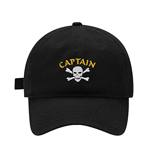 Juiwuerqi Mens Baseball Caps Pirate Captain Embroidered Washed Cotton Adjustable Outdoor Dad Hats for Men (7 1/2 Black)