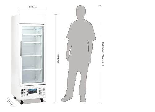 Polar Refrigeration G-Serie 240W Standkühlschrank für Lebensmittel und Getränke, 218 Liter, Weiß, 2°C bis 8°C, 1692x530x575mm, 4 Ablagen, Energieeffizienzklasse B, 4 feststellbare Rollen | DM075