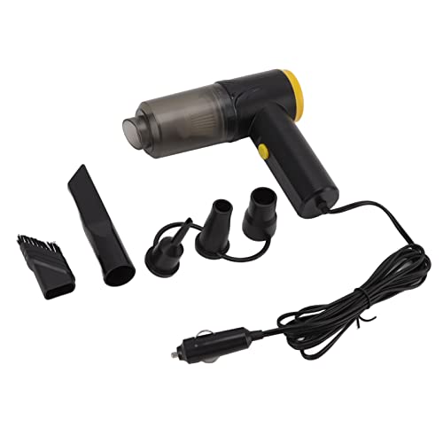 車の真空クリーナー360°洗浄可能なフィルタースクリーンポータブルハンドヘルド掃除機インフレーター12V (黒)