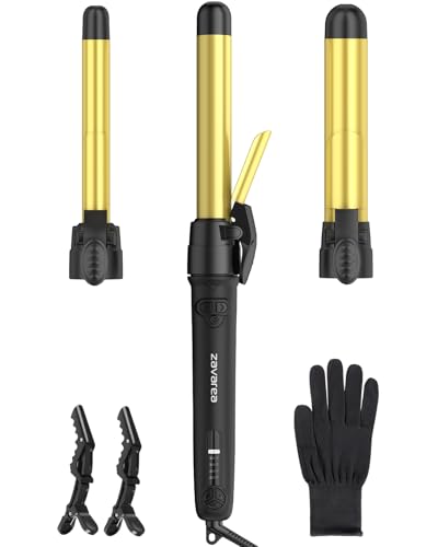 3-in-1 Rotating Curling Iron Set with Interchangeable Barrels