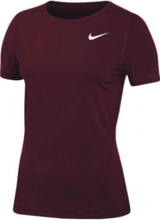 Nike Women's Pro Allover Mesh SS Top 2.0 (US, Alpha, Small, Regular, Regular, Dark Maroon)